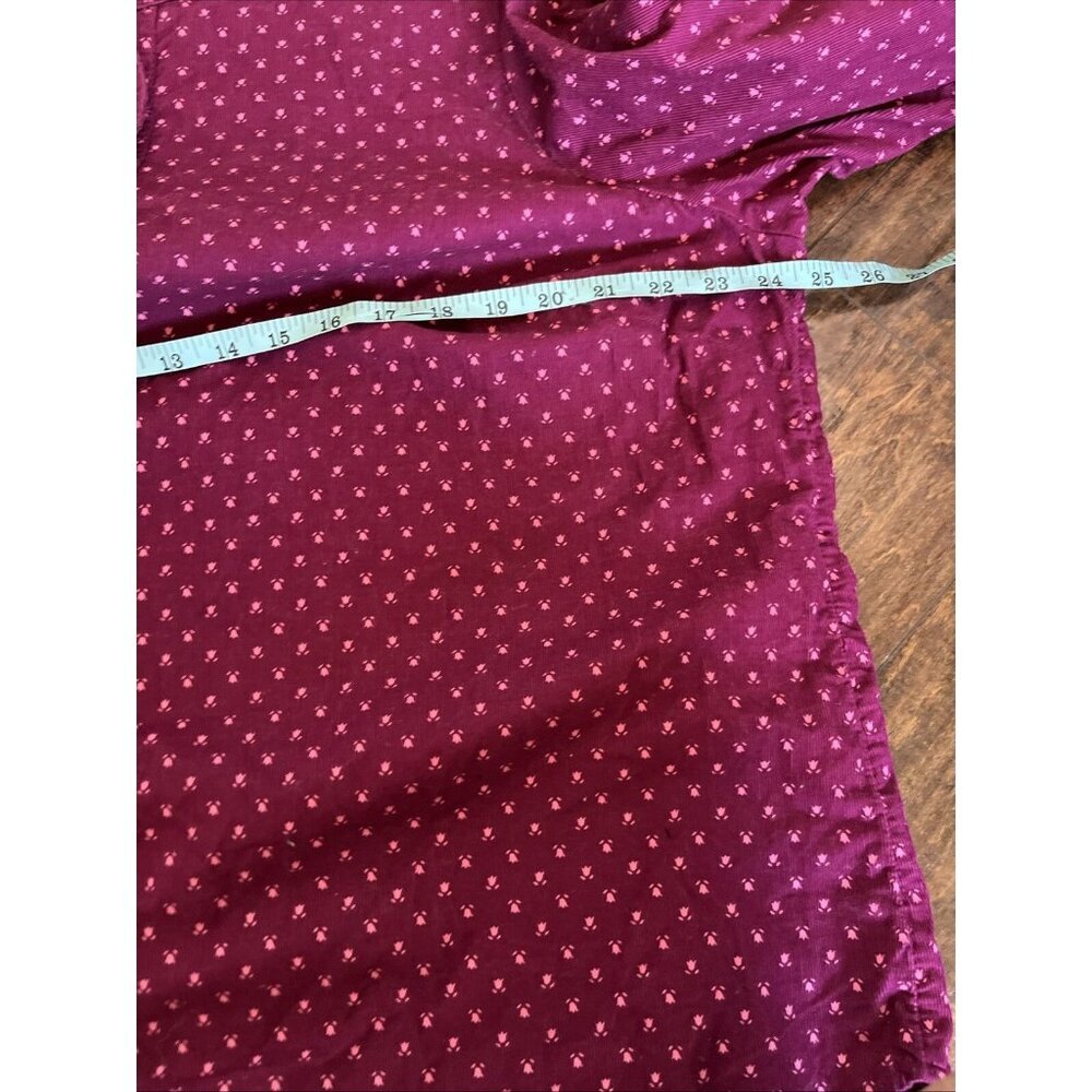 Talbots‎ Button Down Women 2X Burgundy Corduroy Floral Band Collar Long Sleeve - Picture 4 of 7